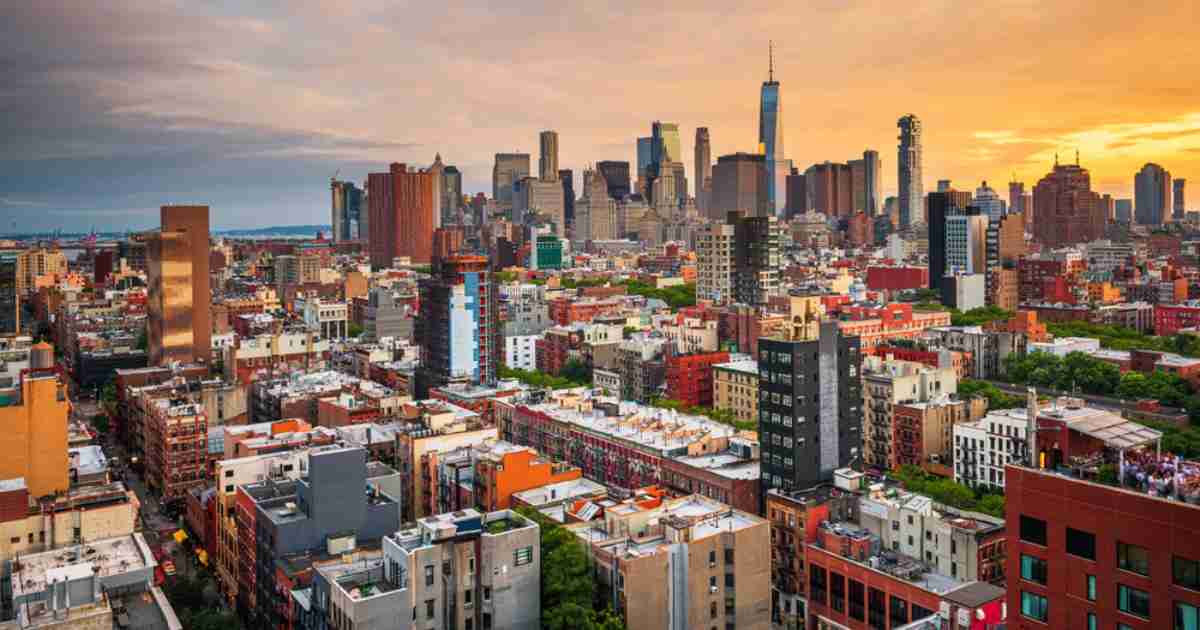 Lower Manhattan at sunset