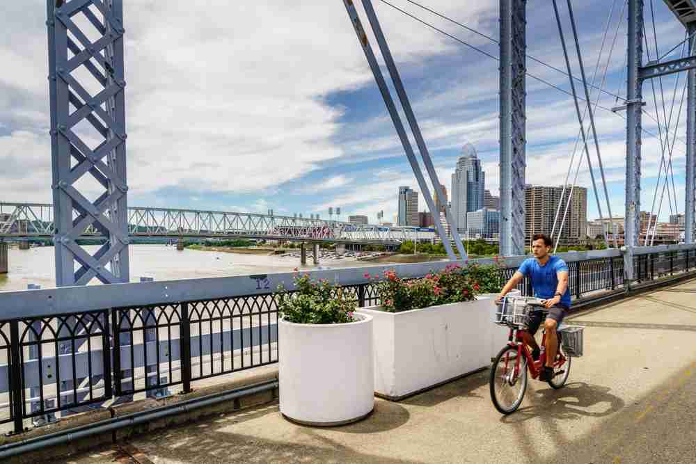 Cincinnati,,Ohio,,July View,Of,Cincinnati,Downtown,And,bridge
