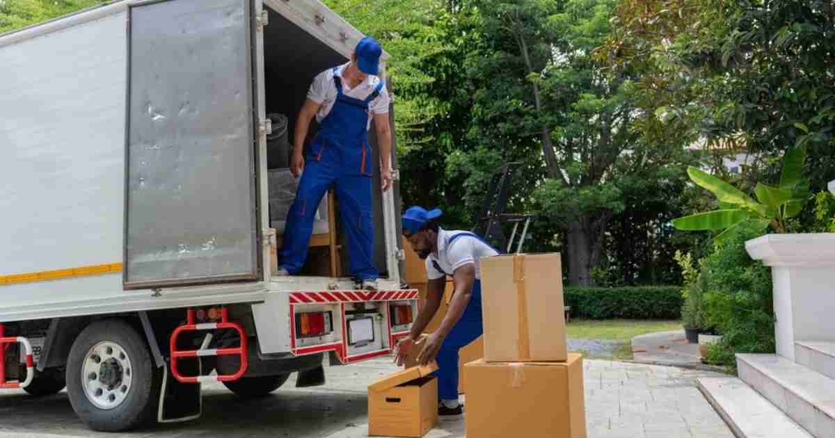 Fairborn movers loading household goods into the moving truck.
